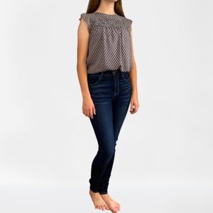 LOFT Navy and Purple Flowing Blouse